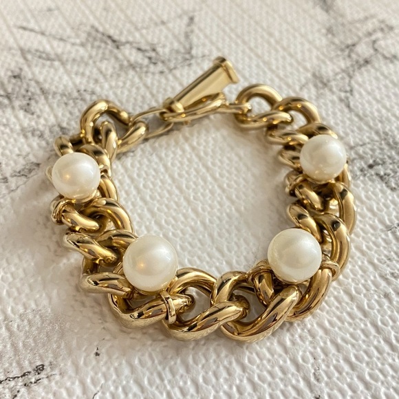 CUBAN BRACELET W/ PEARLS - Picture 2 of 5
